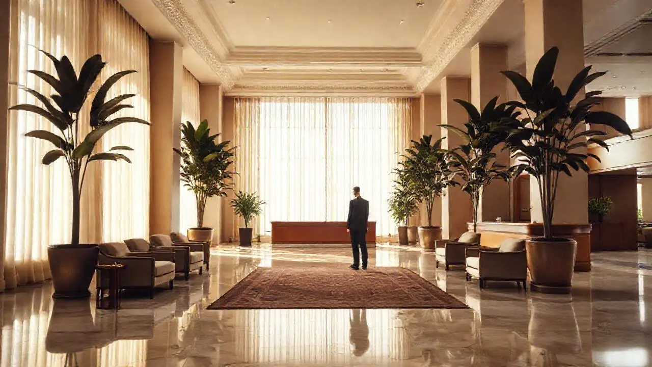 Lujoso lobby, luz suave y sereno