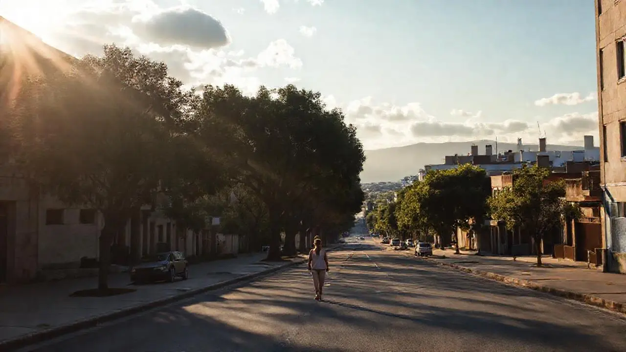 Una tranquila ciudad bajo luz suave