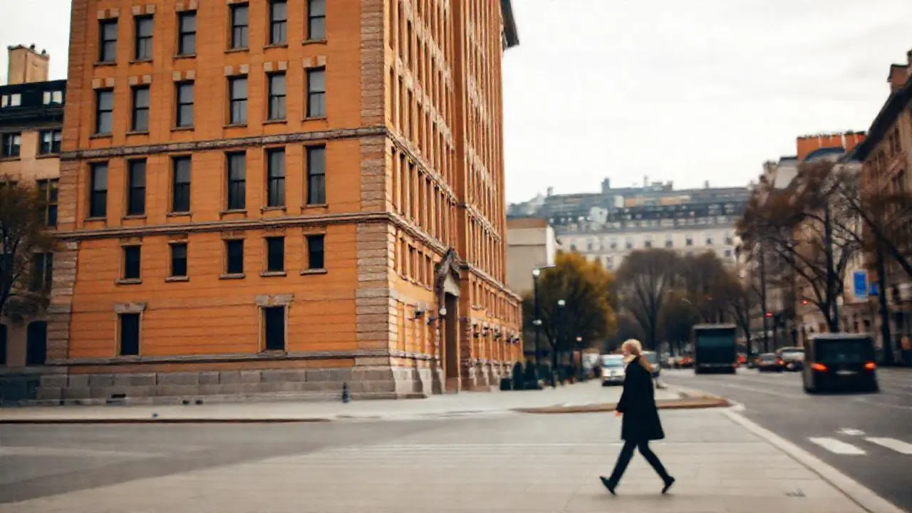 Edificio alto y simétrico en entorno urbano
