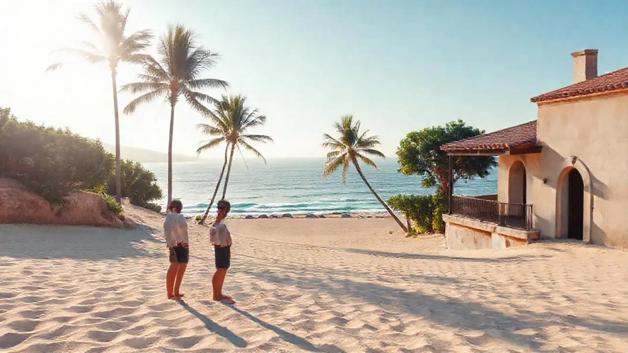 Tranquila escena costera, llena de luz