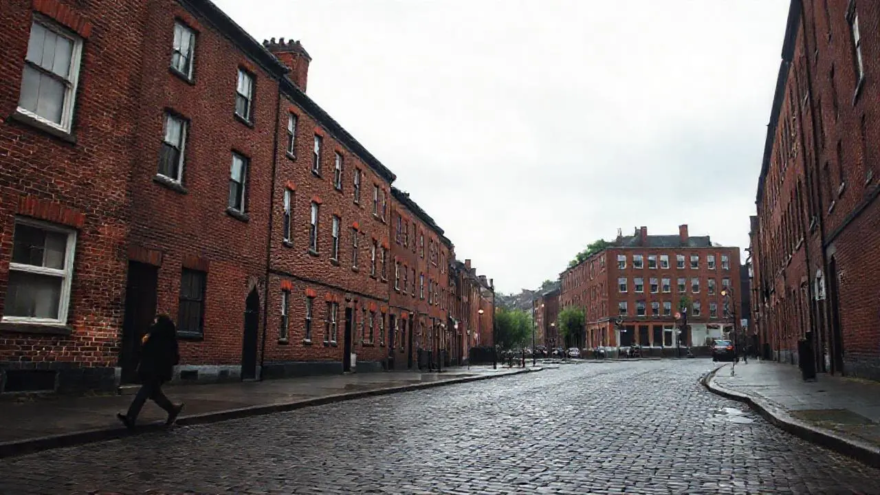 Escena urbana melancólica, tenue y distante