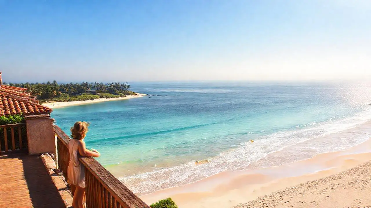 Paz tropical, luz suave, amplia vista