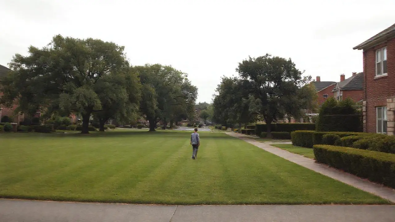 Tranquila escena suburbana, luz suave y natural