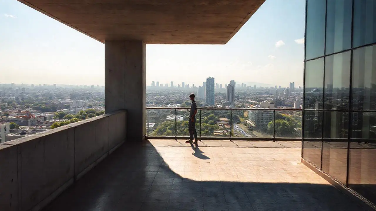Terraza moderna con vistas urbanas relajantes