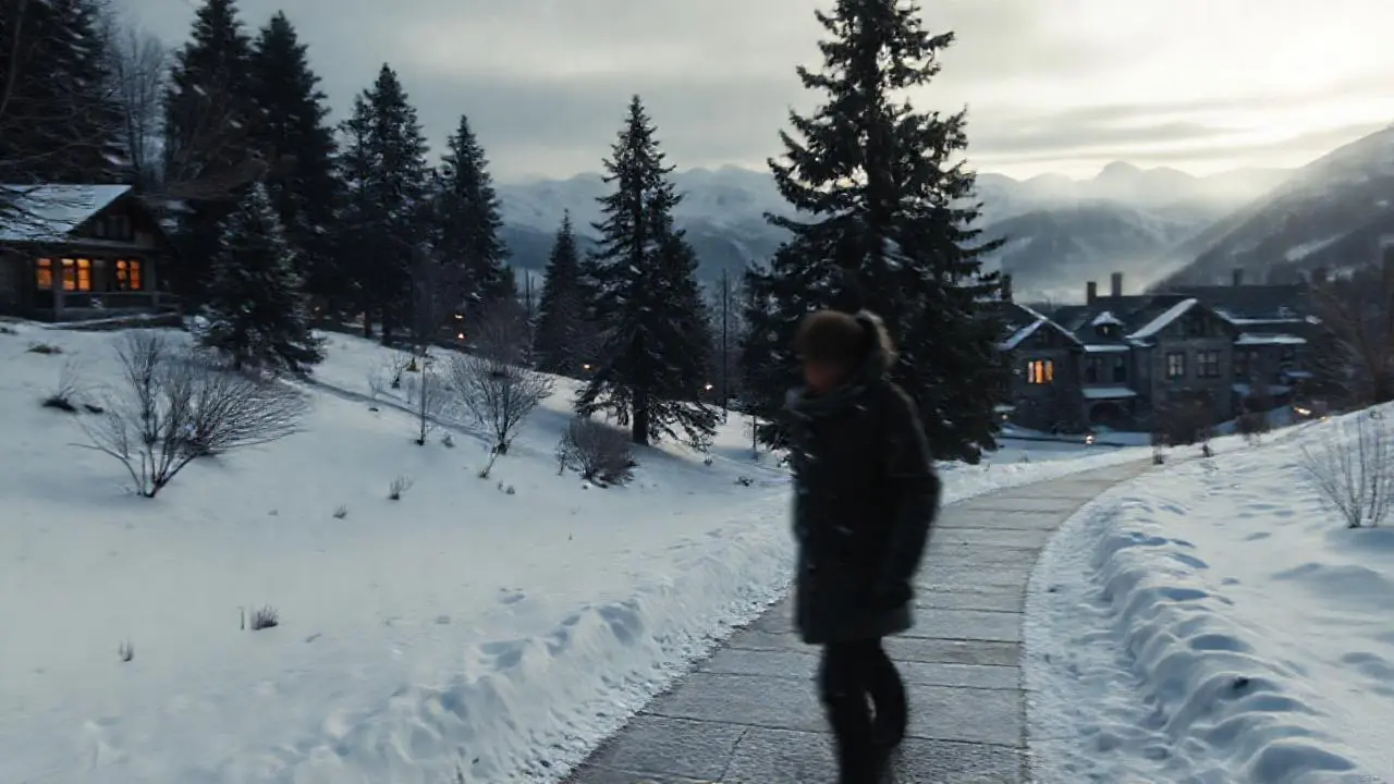 Paisaje invernal sereno y brumoso