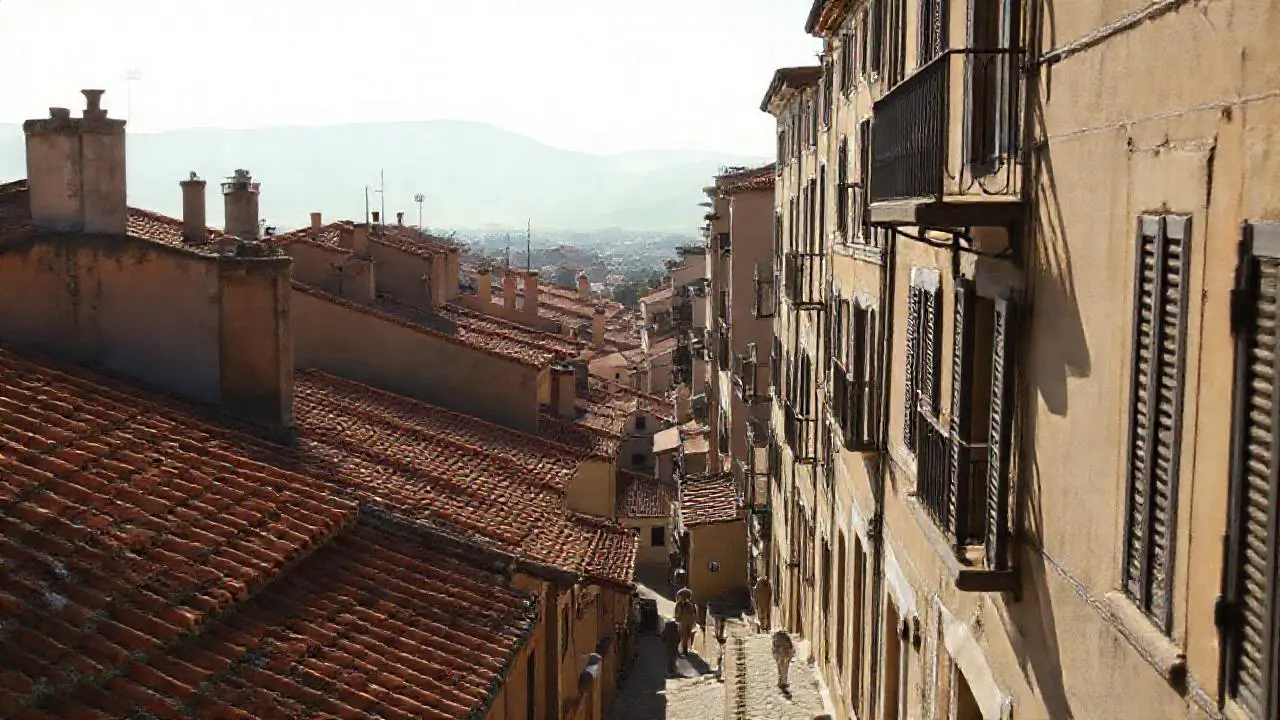Pueblo antiguo, tranquilo y bañado en luz
