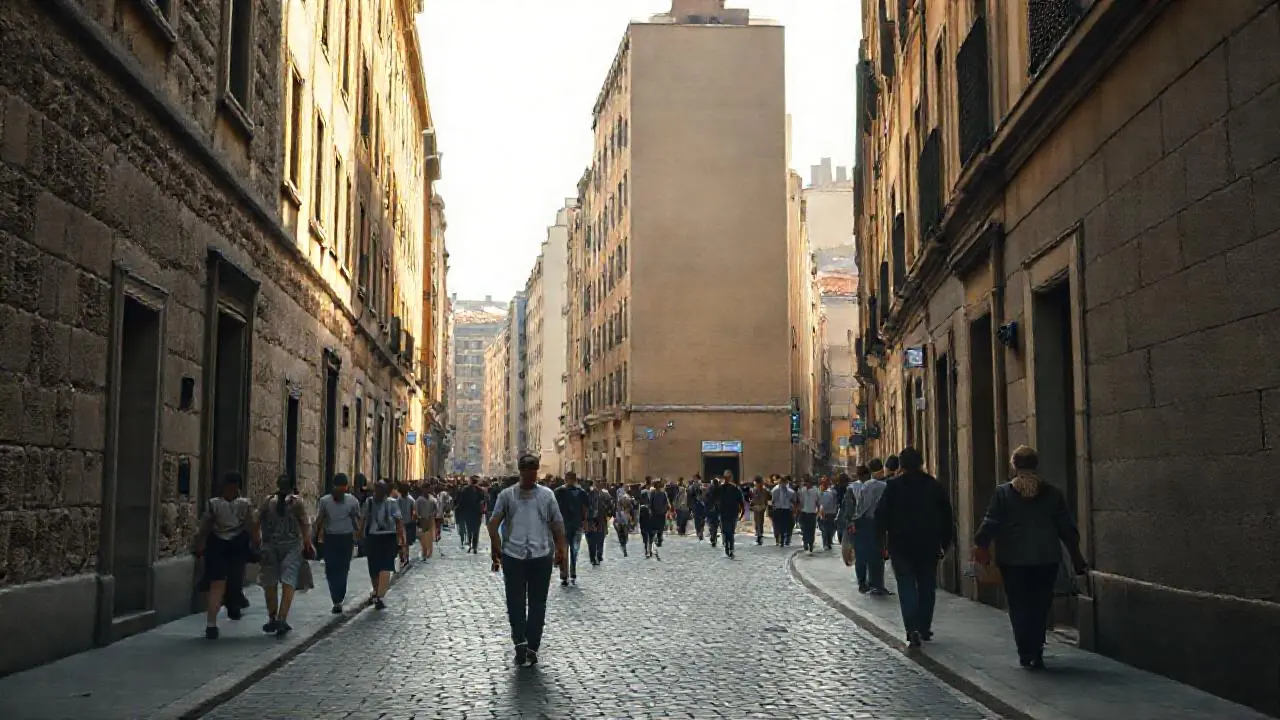 Una calle urbana, activa y tranquila