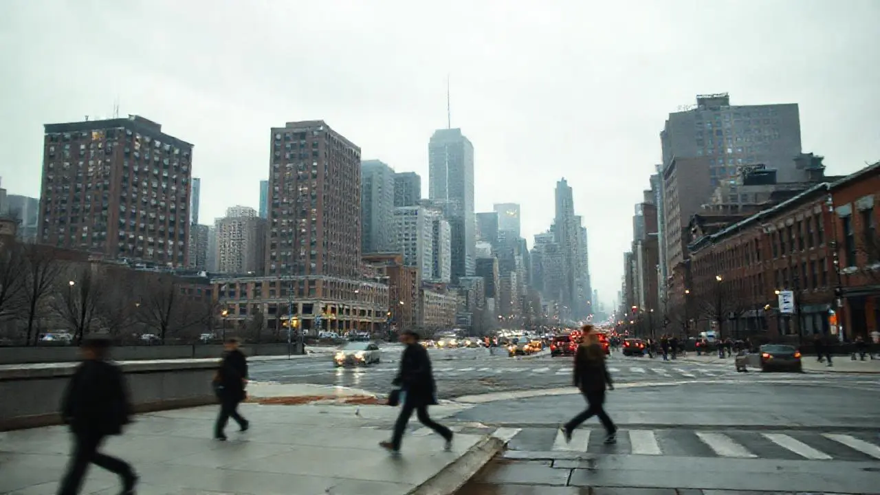 Ciudad urbana, atmósfera suave y distante