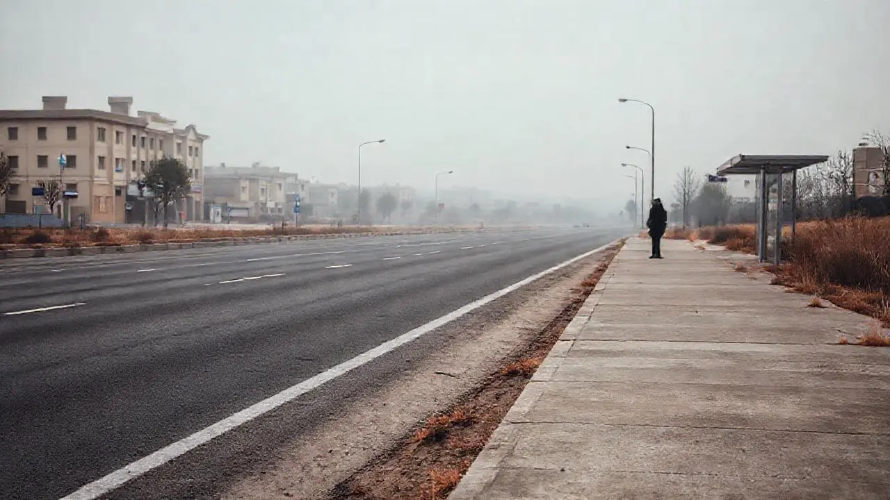 Escena urbana tranquila, melancólica y amplia