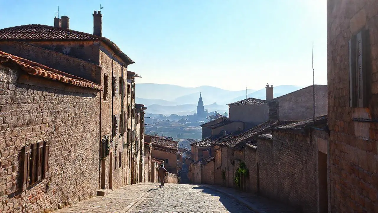 Pueblo antiguo, tranquilo y lleno de luz