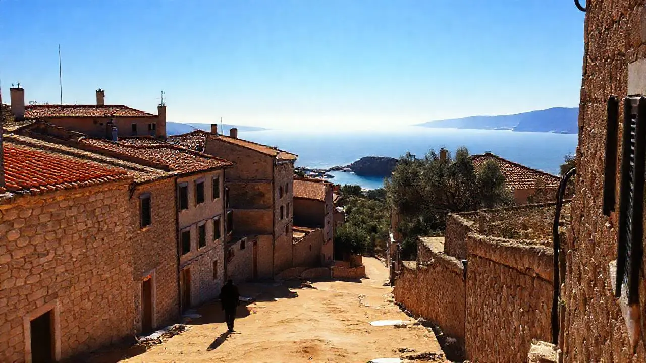 Pueblo costero mediterráneo, tranquilo y soleado
