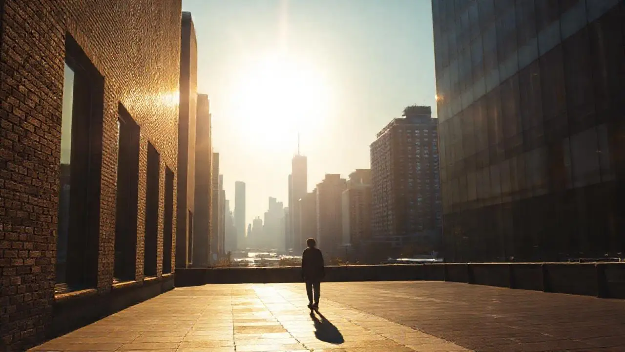 Ciudad tranquila bajo luz suave