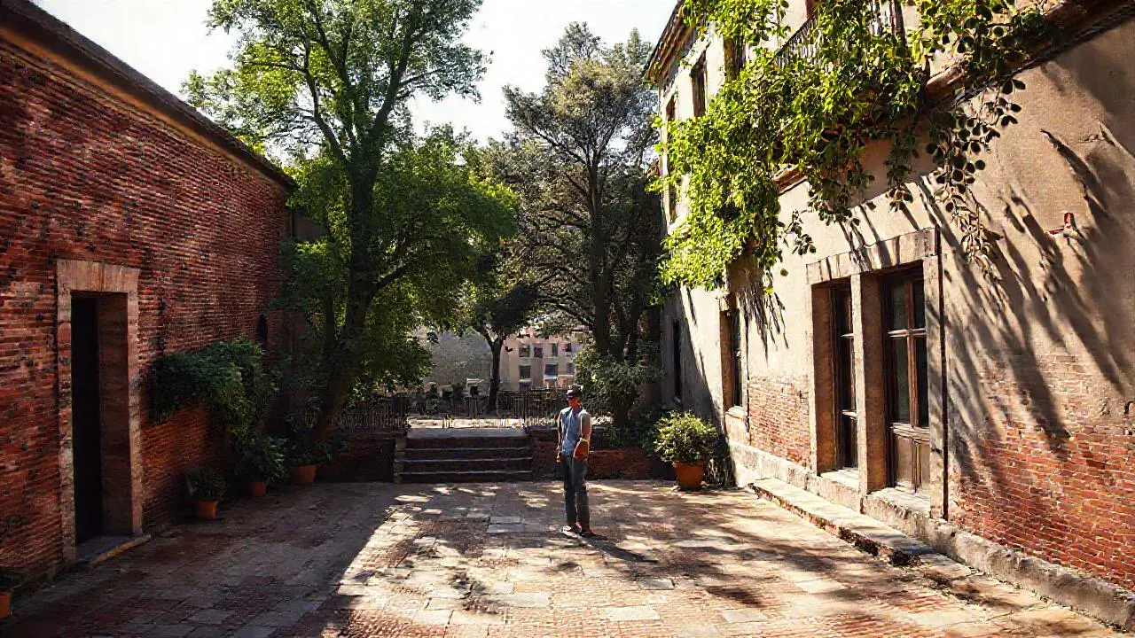 Un patio soleado con ambiente relajado