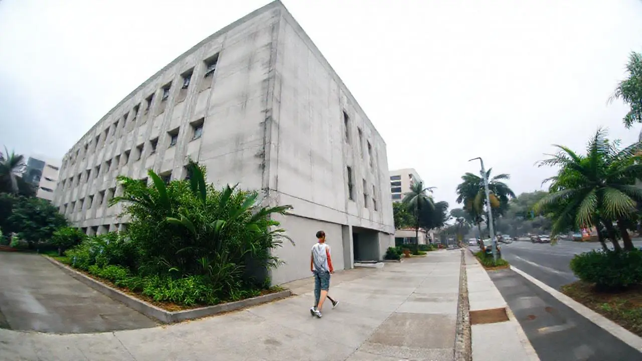 Arquitectura moderna, calma y algo difusa