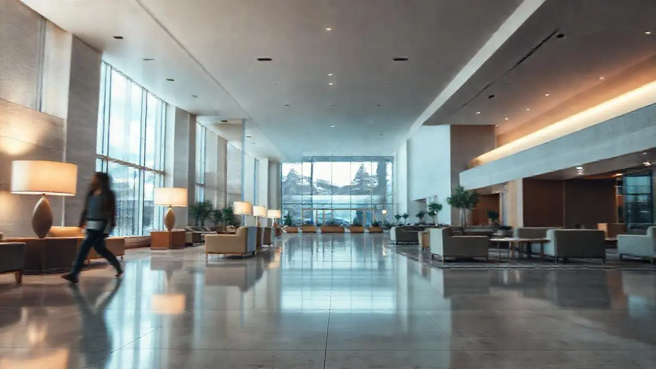 Un lobby moderno, amplio y sereno