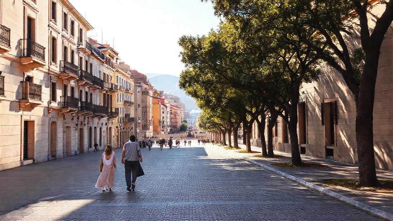 Ambiente urbano clásico, sereno y luminoso