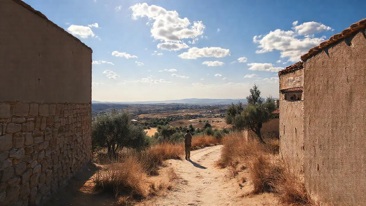 Paz rural, luz cálida y horizonte lejano