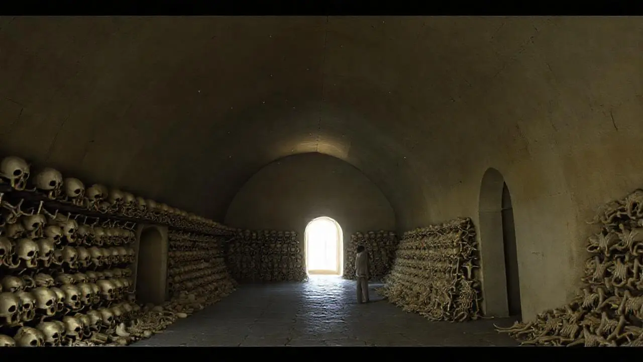 Antigua caverna de huesos y piedra
