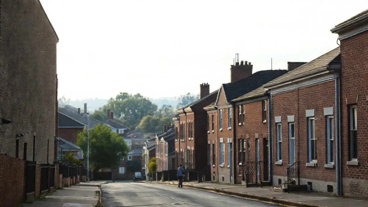 Calle urbana tranquila, atmósfera suave y realista