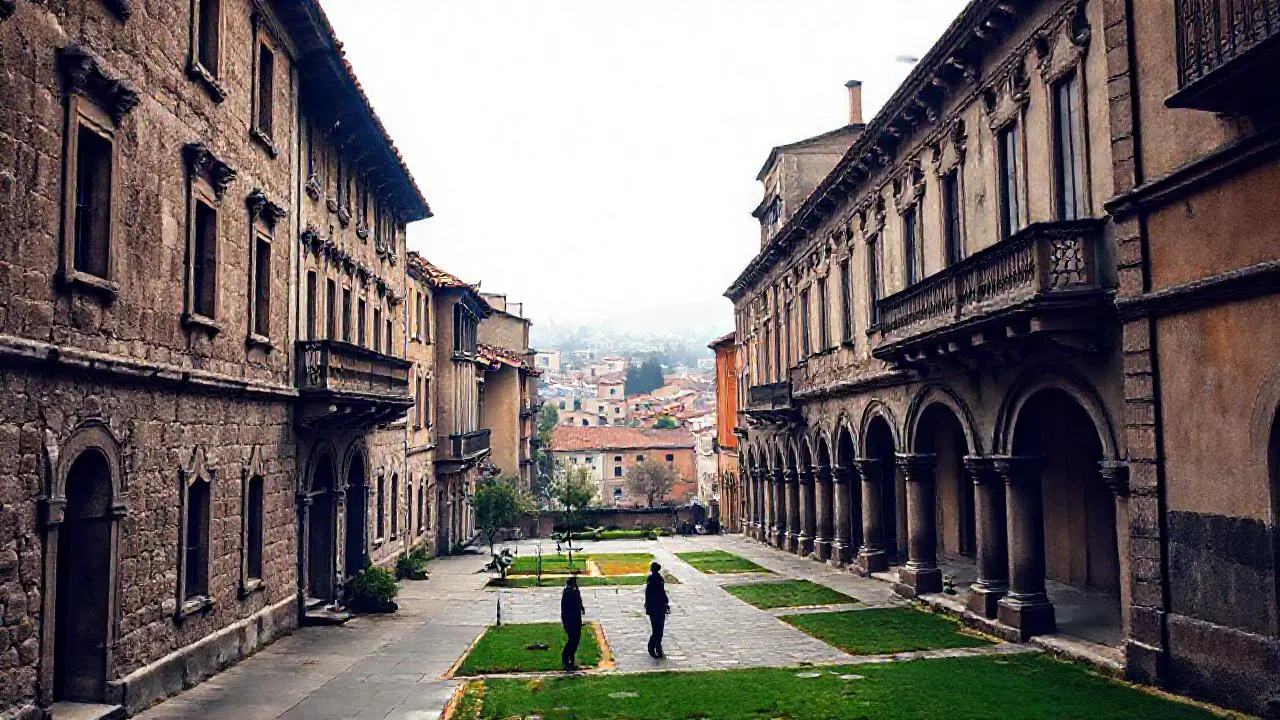 Edificio antiguo bañado en luz suave