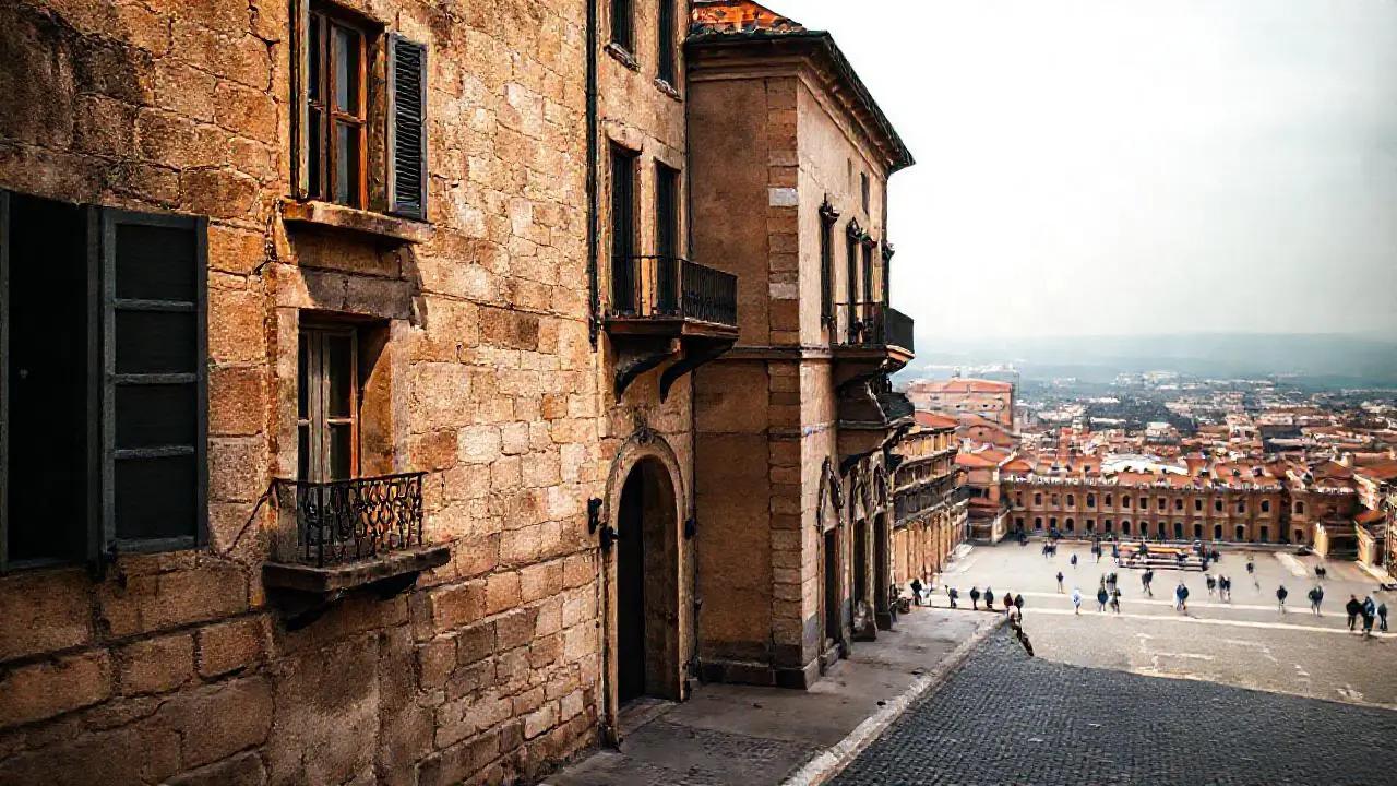 Ambiente antiguo, luz suave y extensa