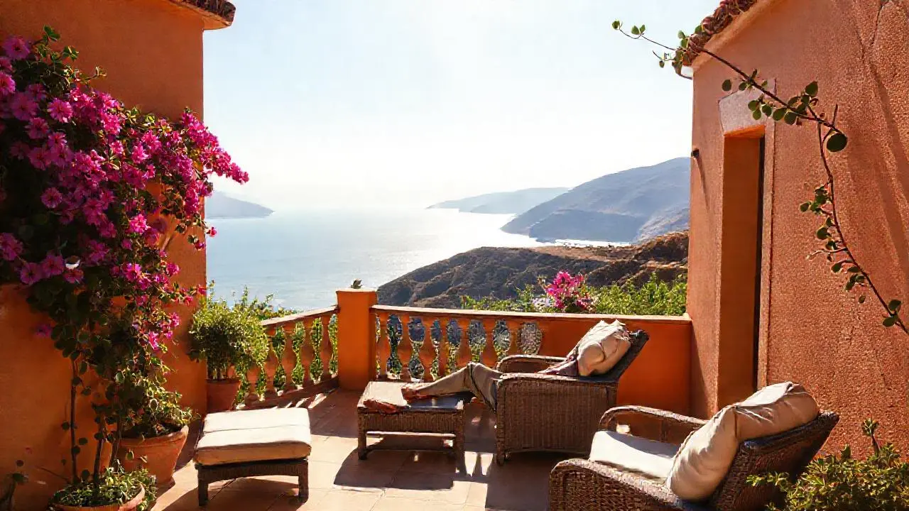 Tranquila escena costera, luz y serenidad