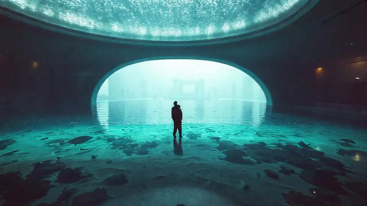 Espacio sereno, luz difusa, figura solitaria