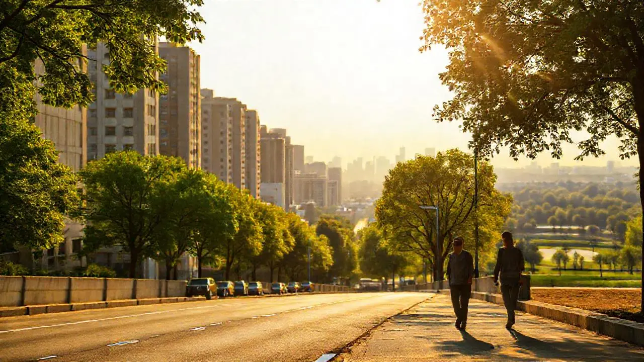 Ciudad serena bajo luz suave