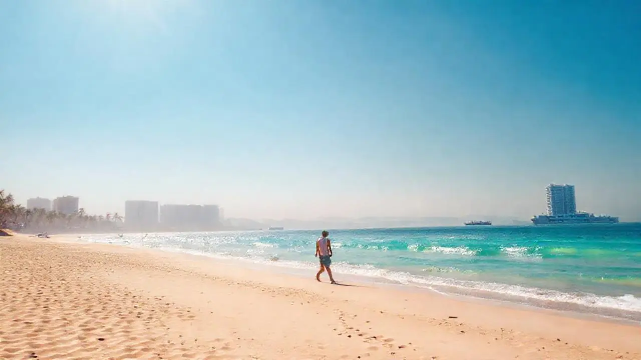 Playa tropical, calma y luz suave