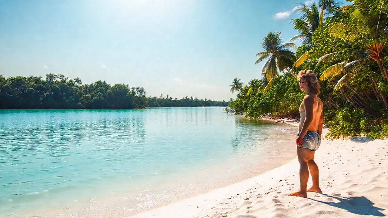 Playa tropical, serena y soleada
