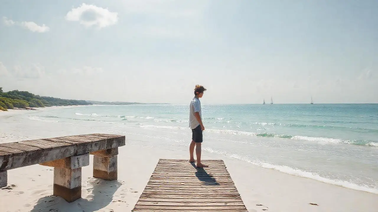 Tranquilidad serena en una playa soleada