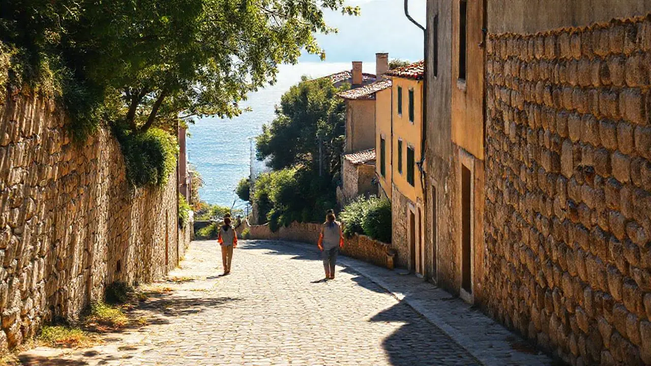 Calle antigua y soleada, ambiente sereno
