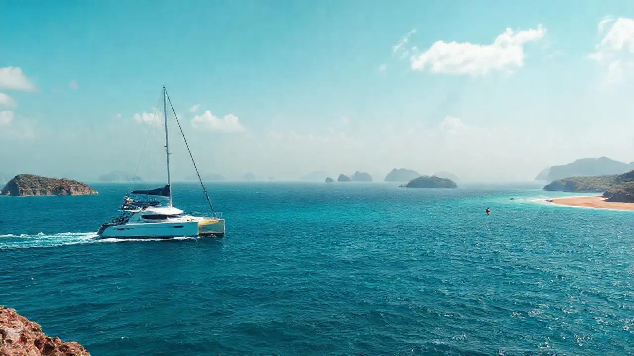 Tranquila escena marina, sol y horizonte