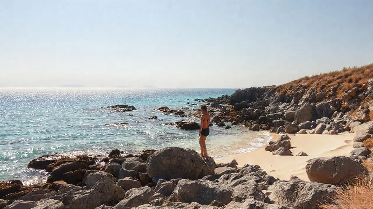 Escena costera tranquila, serena y natural