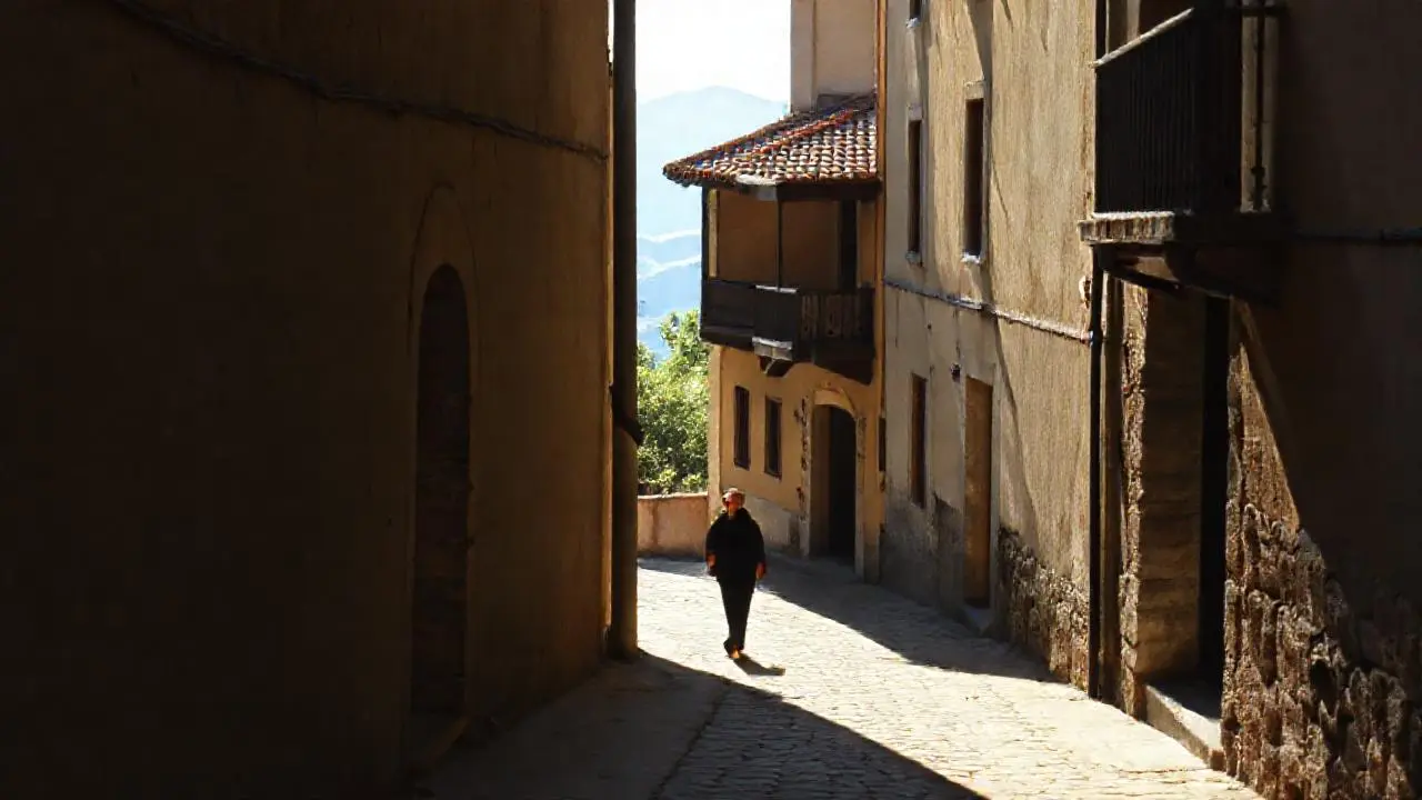 Un pueblo antiguo, tranquilo y soleado