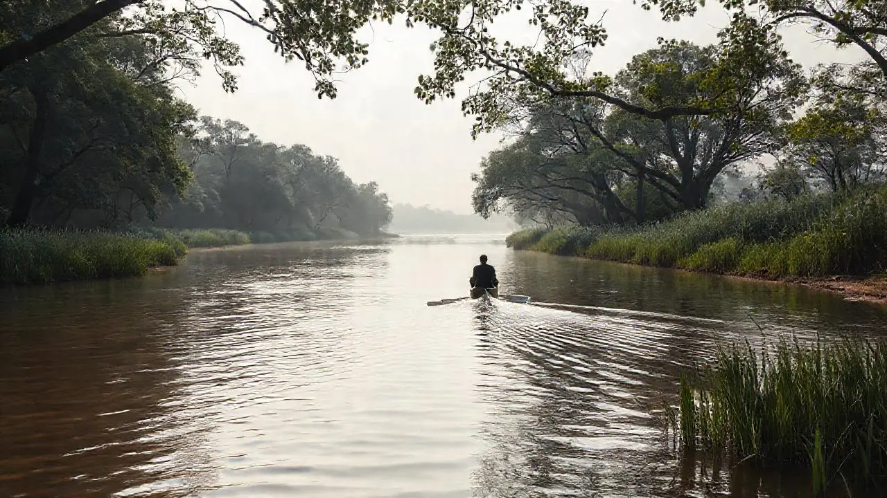 Paz fluvial, luz tenue y espacio sereno