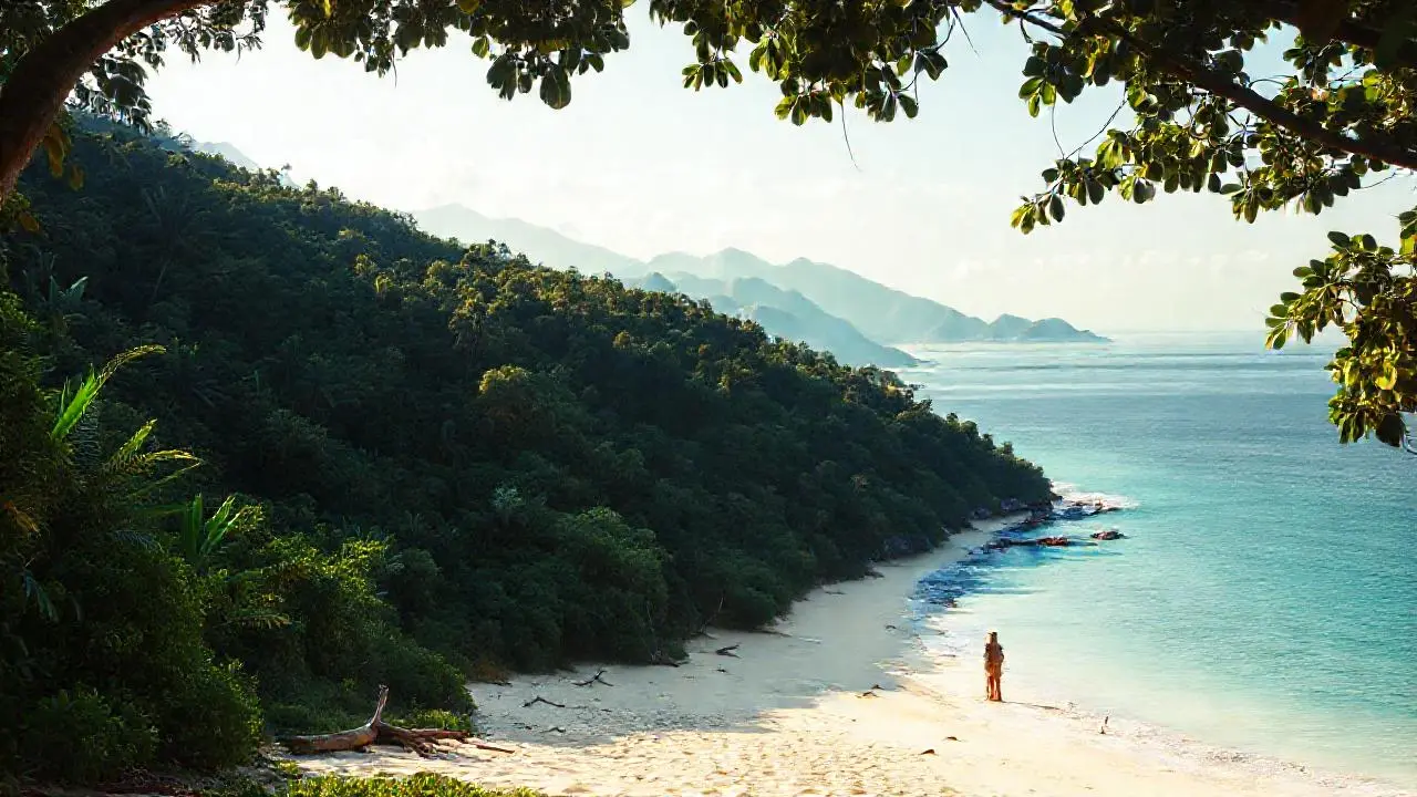 Paz natural: costa, montaña, luz suave