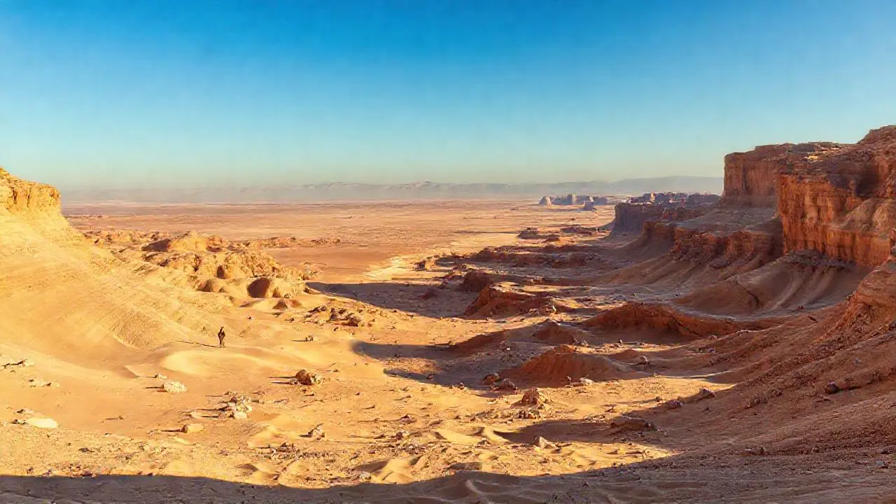 Inmenso desierto árido, silencioso y vasto