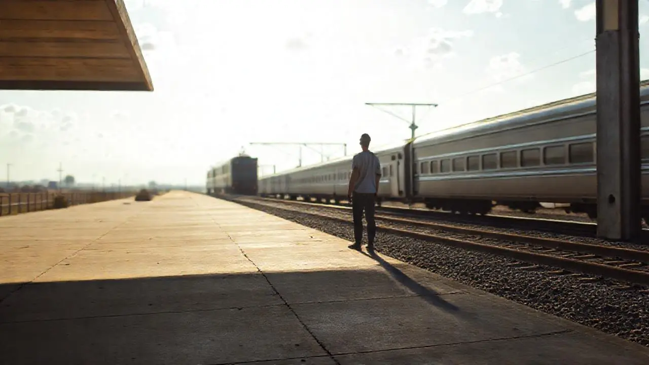 Tren llegando en una tarde soleada