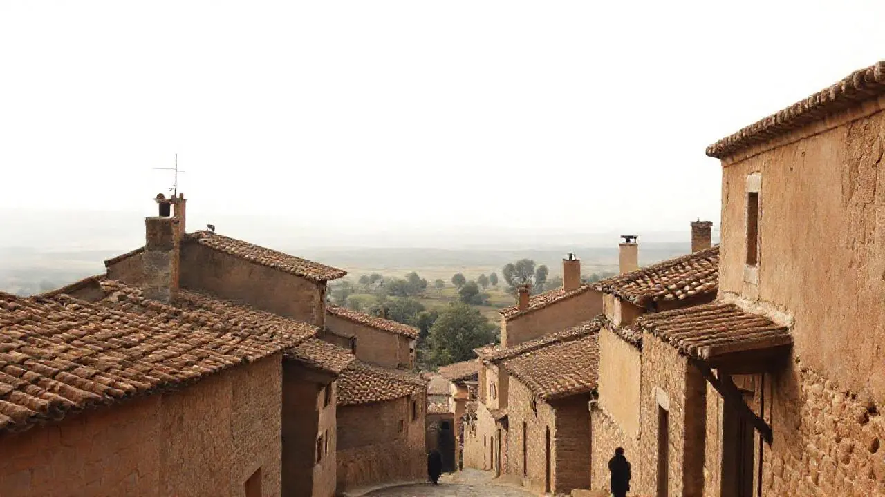 Tordesillas: arquitectura antigua, luz tenue, figura solitaria