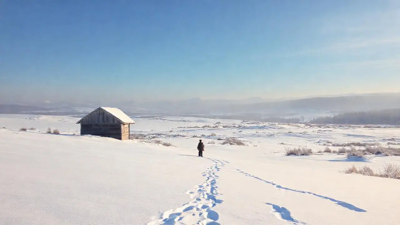 Paisaje invernal tranquilo y aislado