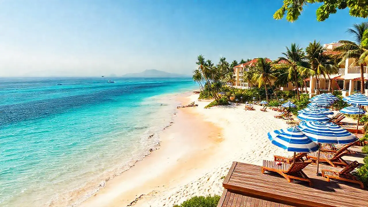 Paraíso tropical, luz cálida y relajación