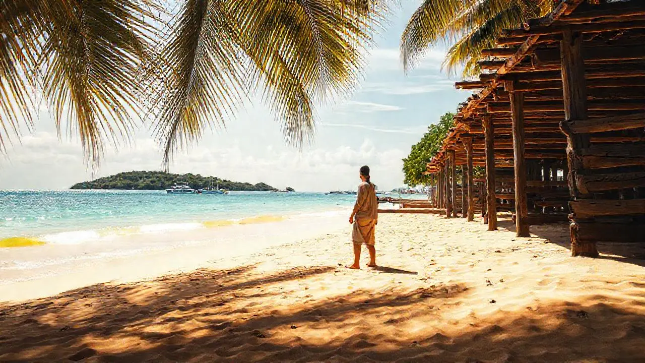 Playa tropical, tranquila y soleada