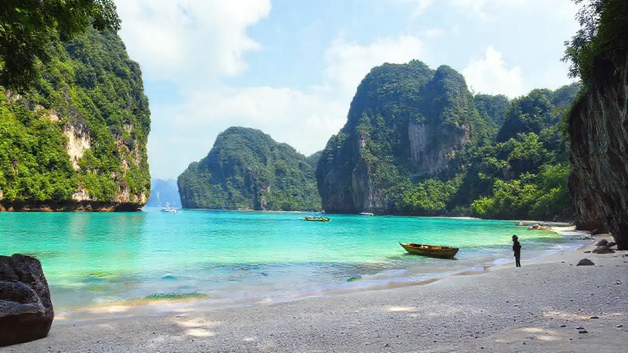 Paz serena en un paisaje costero idílico