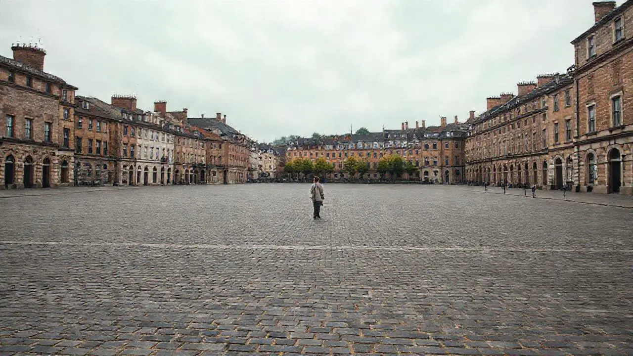 Plaza histórica, quieta y luminosa