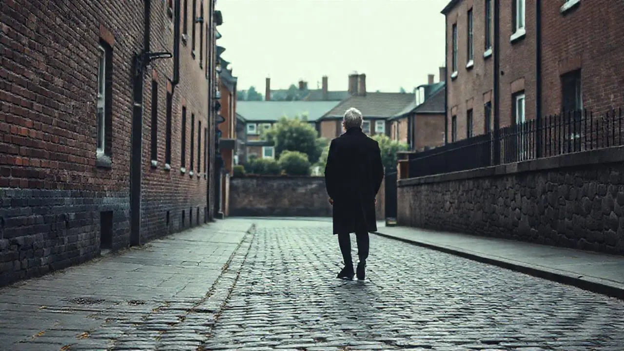 Calle antigua y tranquila, luz difusa