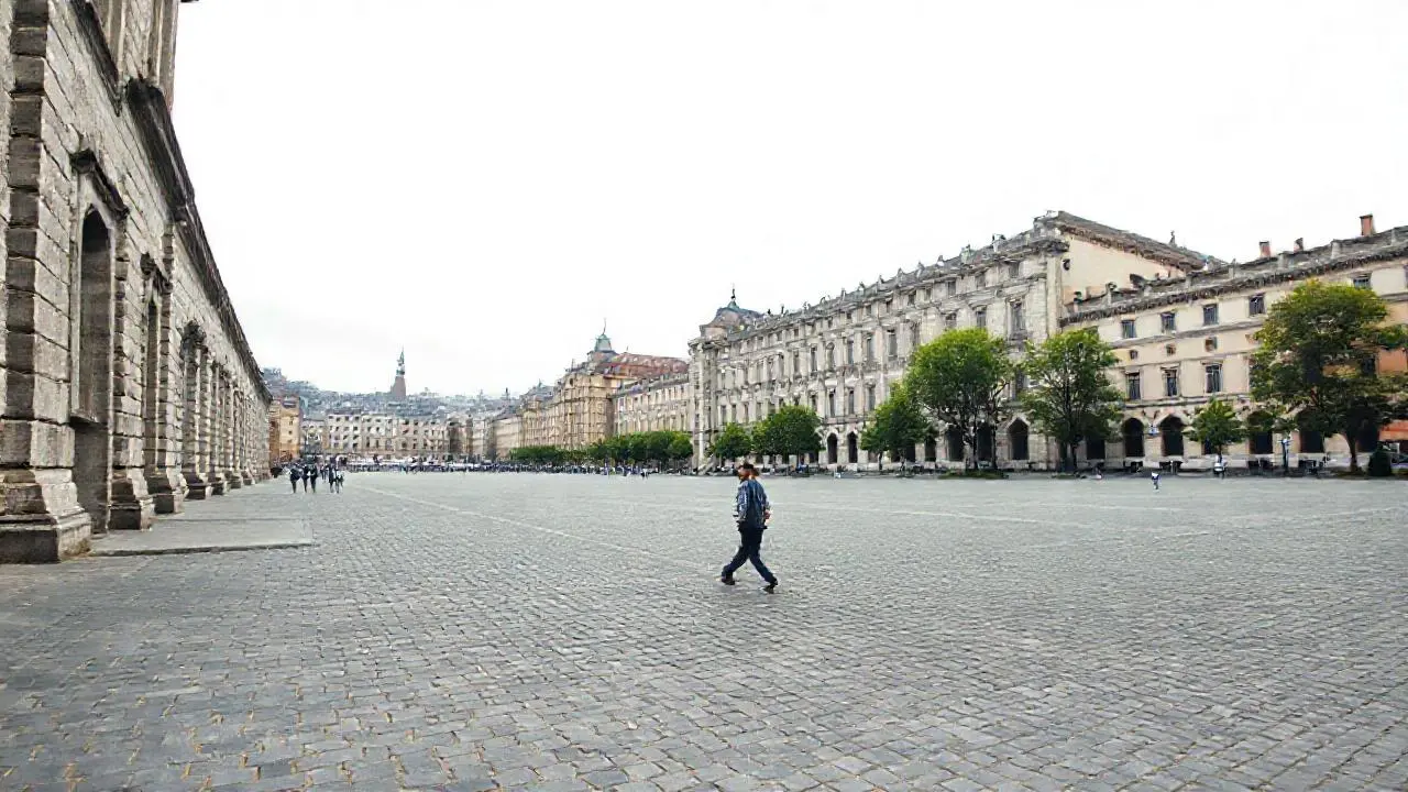 Arquitectura urbana, tranquila y ligeramente difusa