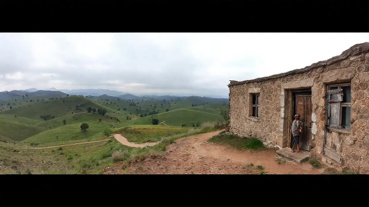 Paisaje rural tranquilo y ligeramente difuso