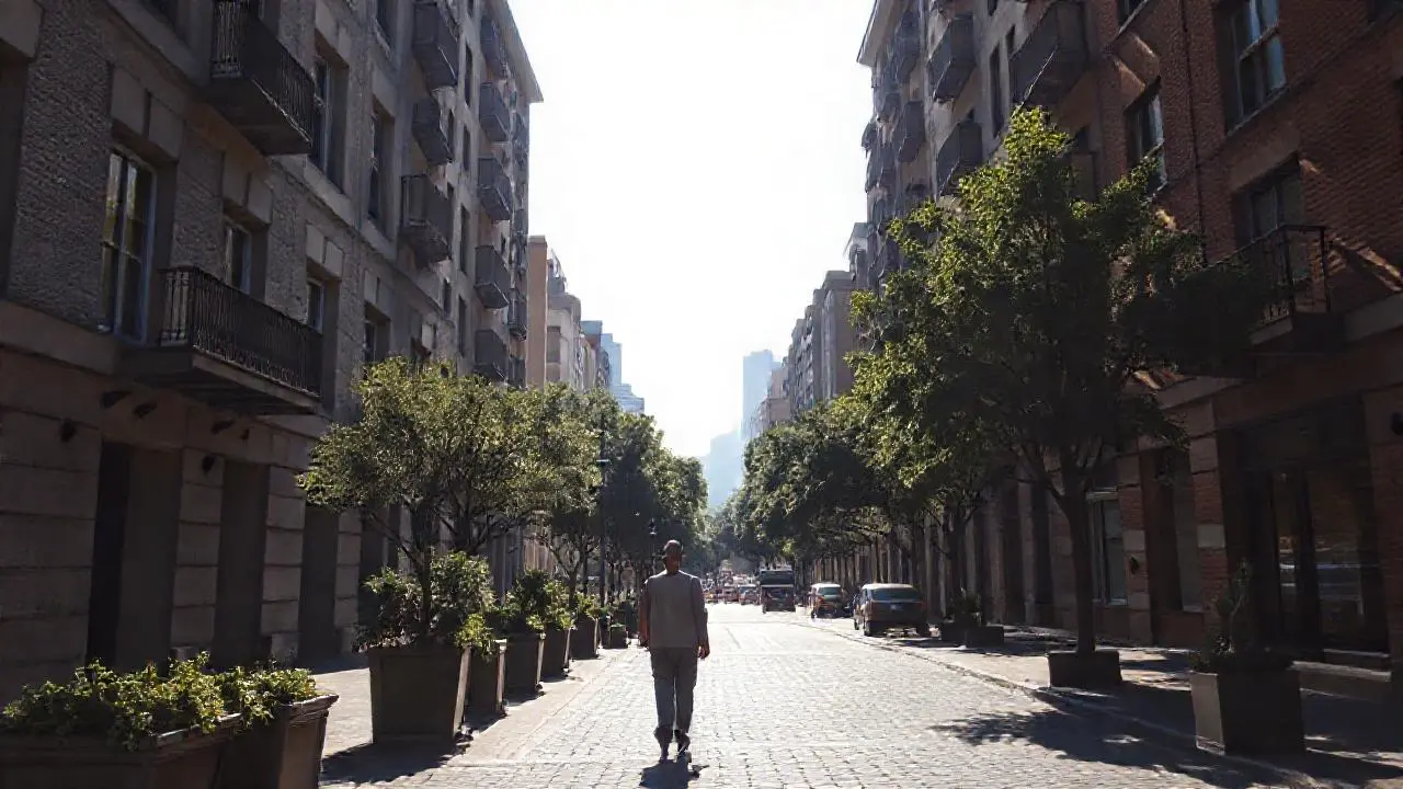 Tarde soleada y tranquila en la ciudad