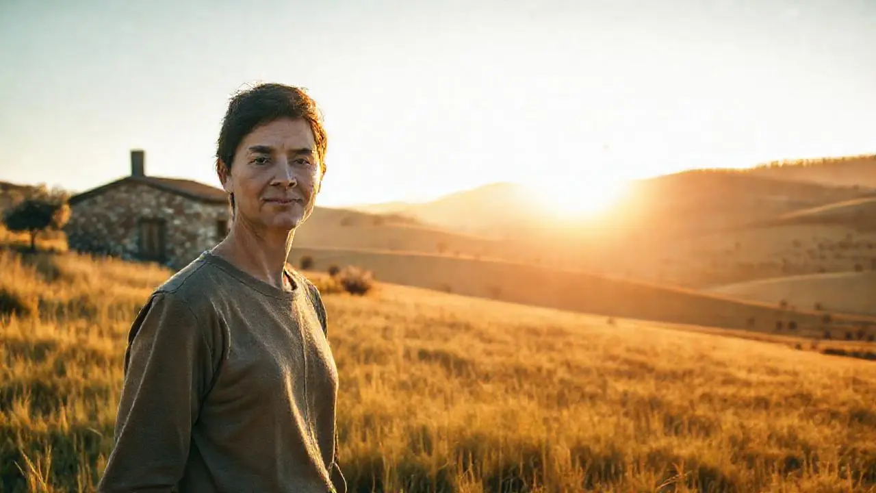 Tranquila escena rural, cálida y serena